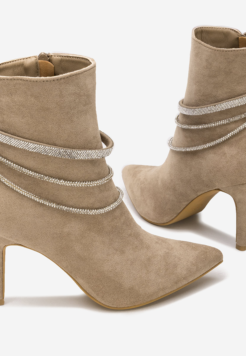 Khaki botki na obcasie Lorreta