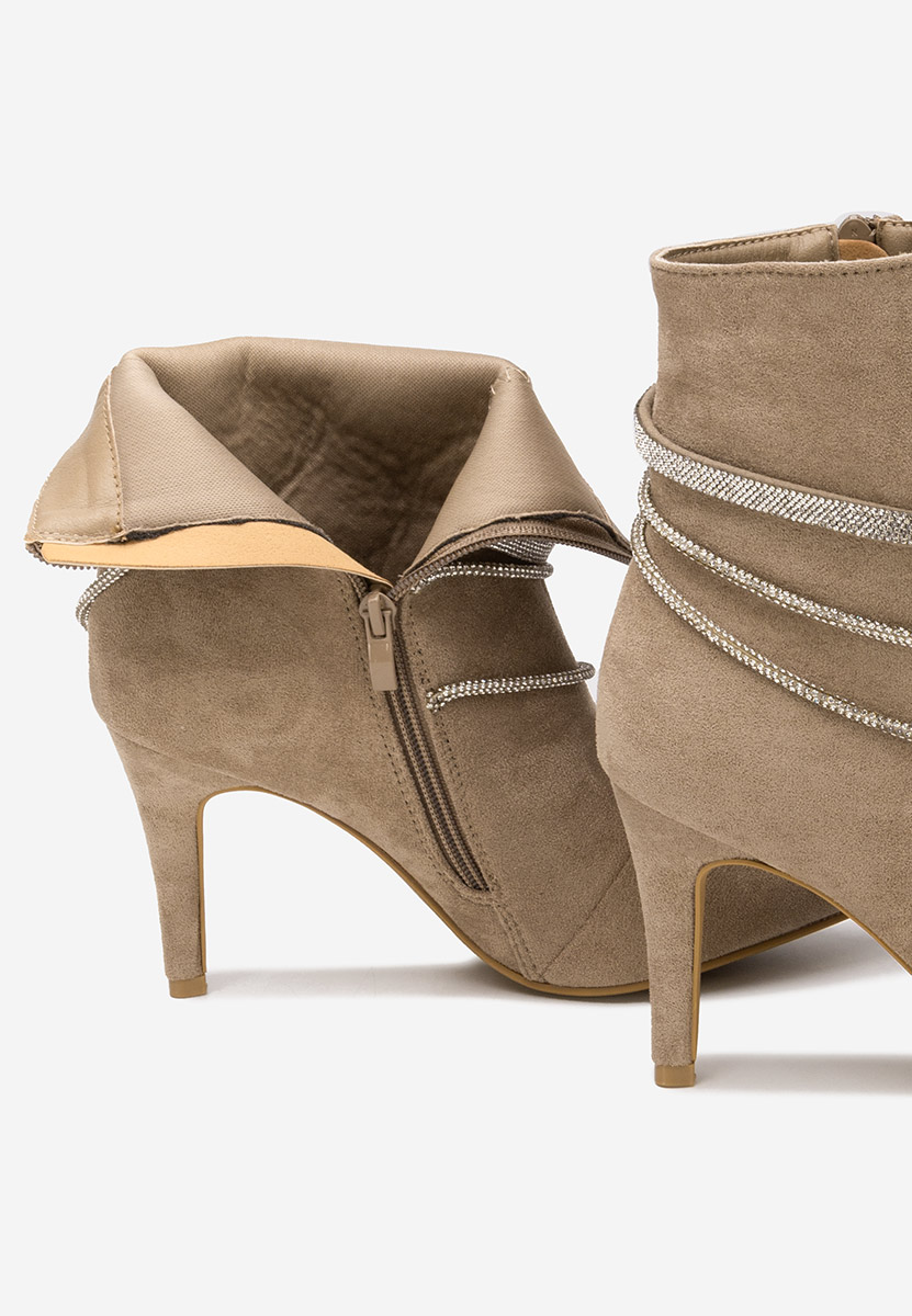 Khaki botki na obcasie Lorreta