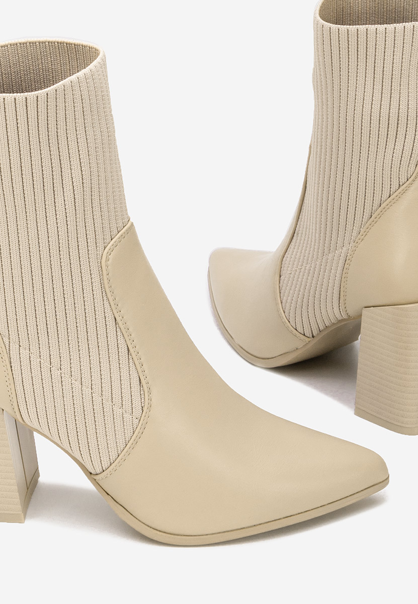 Khaki botki na słupku Vinuele V2