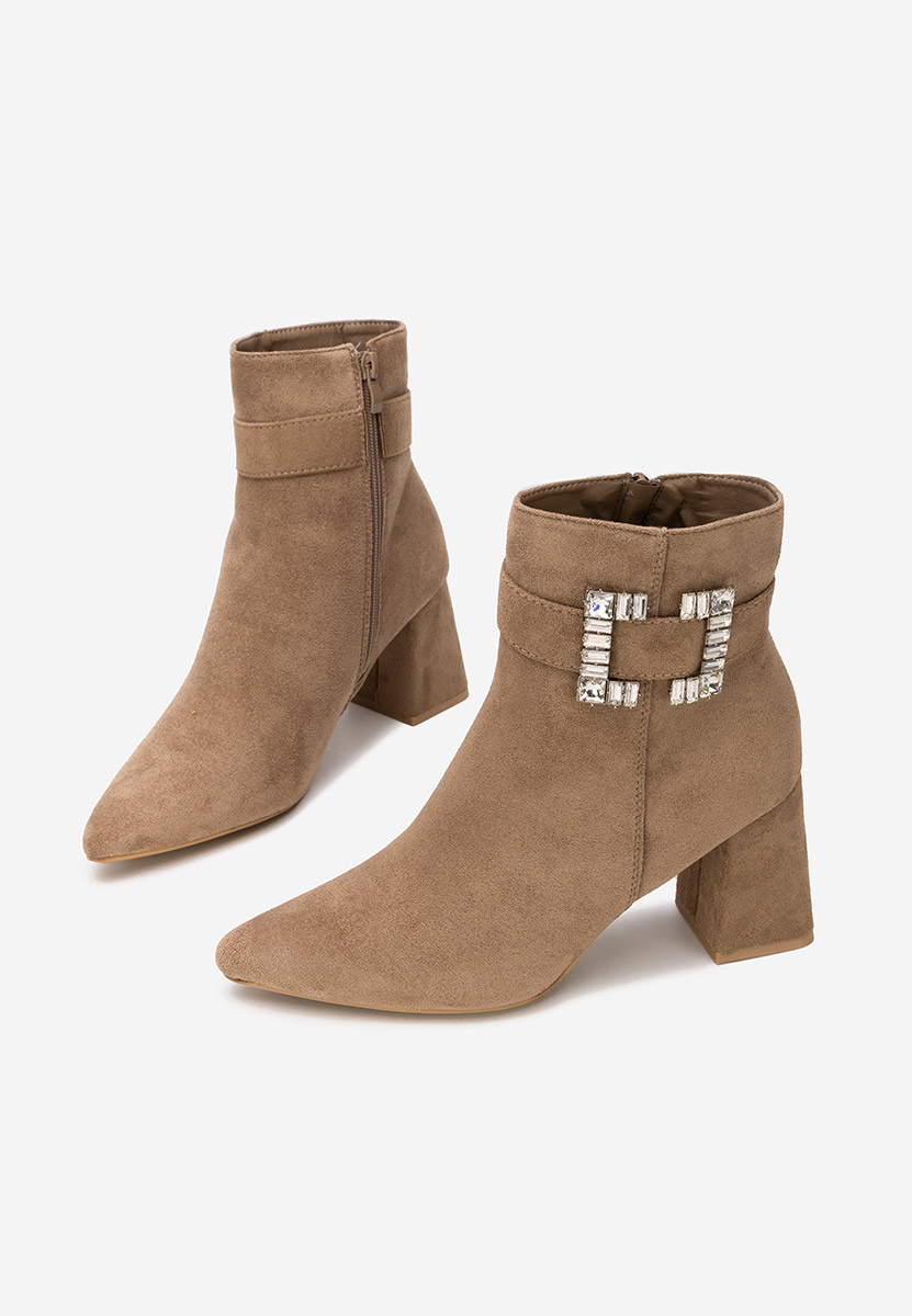 Khaki botki na obcasie Lievine