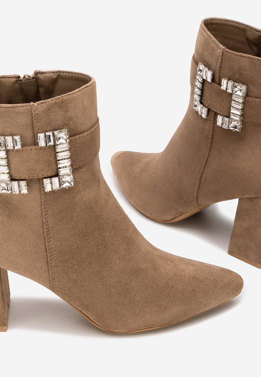 Khaki botki na obcasie Lievine