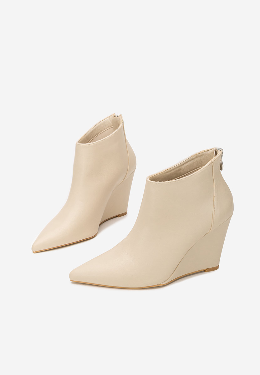 Beżowe botki na koturnie Shenna V2