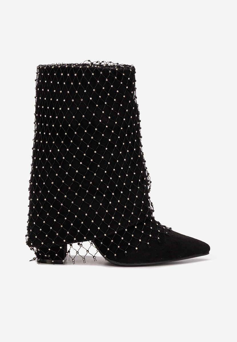 Czarne botki na słupku Almaria