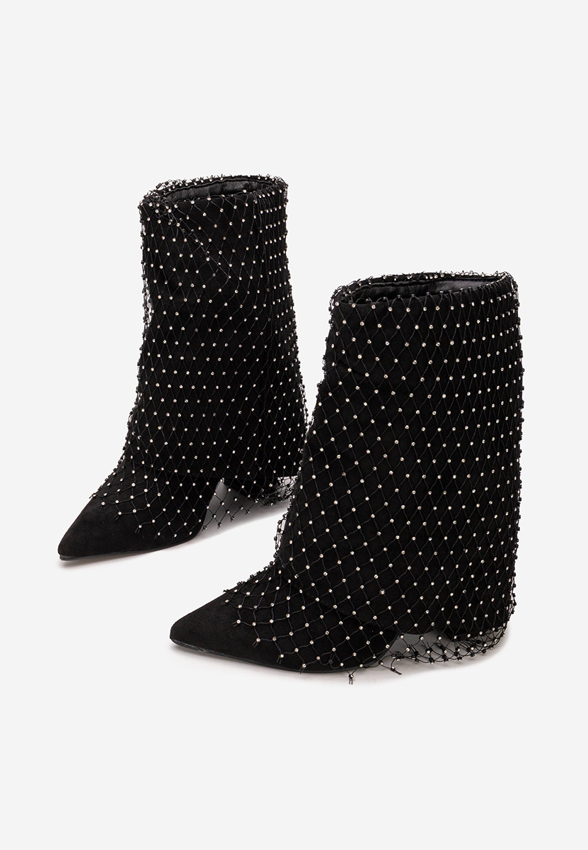 Czarne botki na słupku Almaria