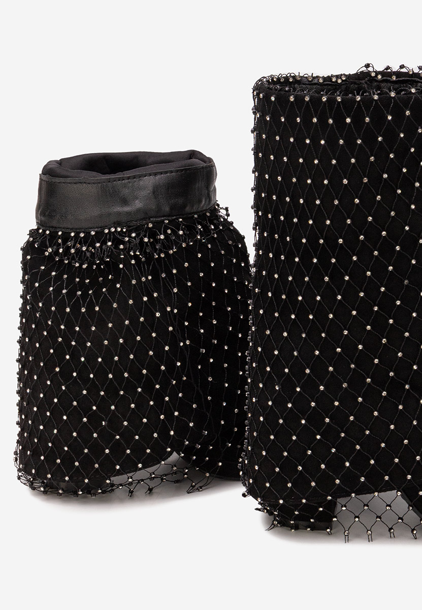 Czarne botki na słupku Almaria