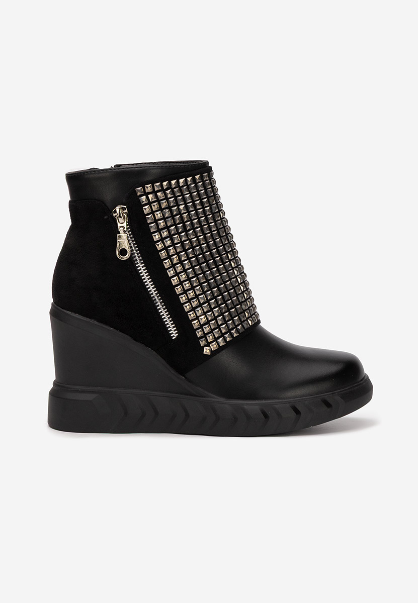 Czarne botki na koturnie Ismelora