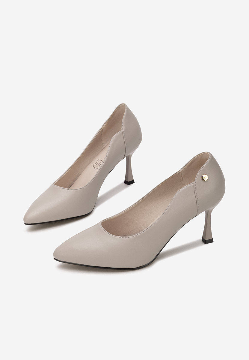 Szare czółenka na szpilce Karita