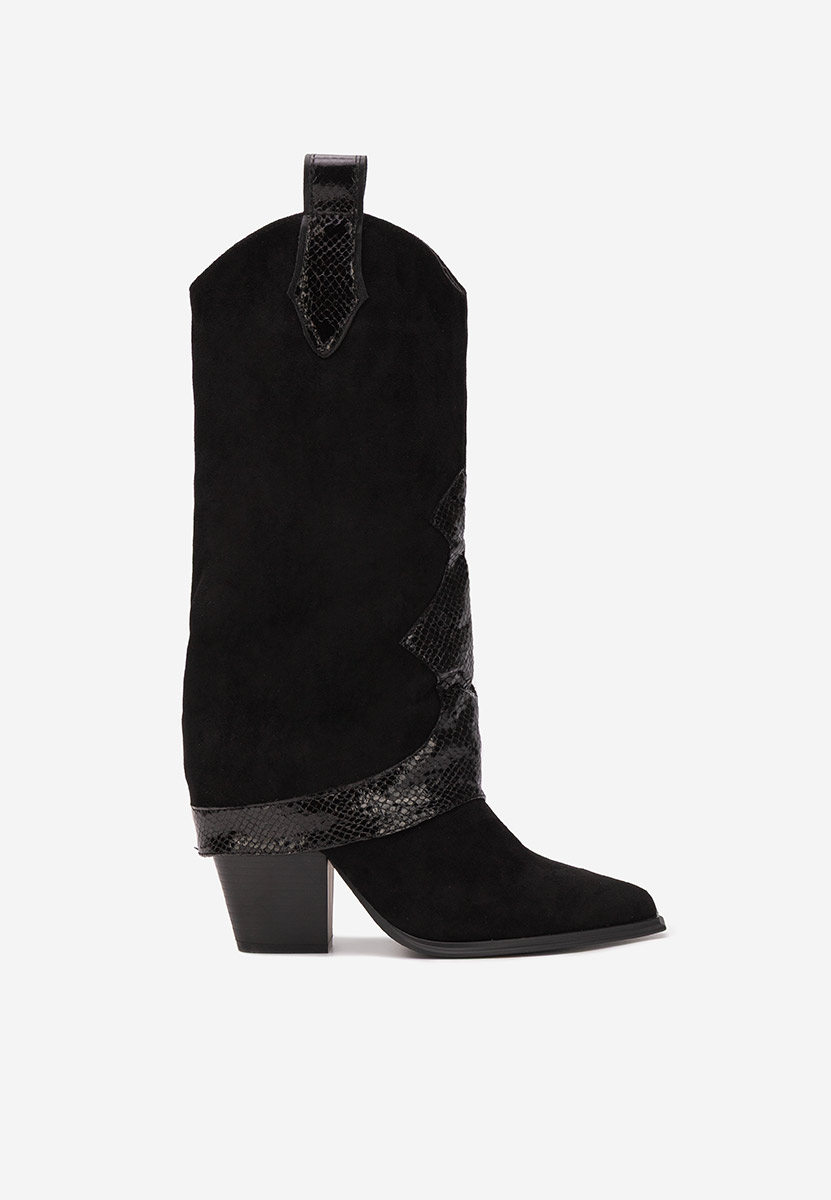 Czarne kozaki kowbojki damskie Nistora