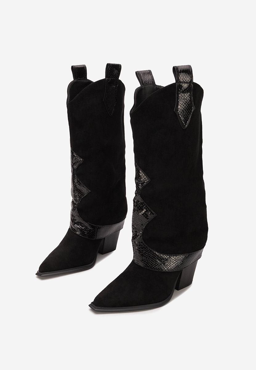 Czarne kozaki kowbojki damskie Nistora