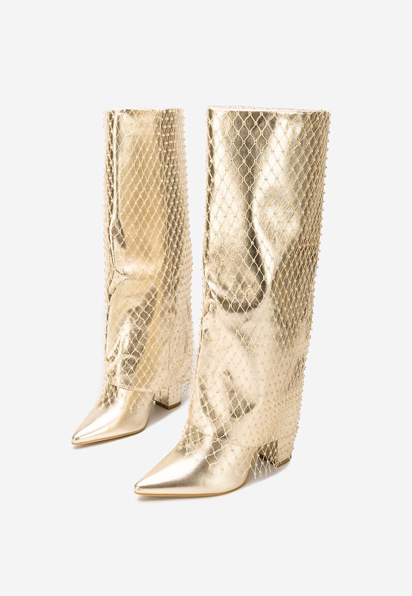 Złote wysokie kozaki Naelia