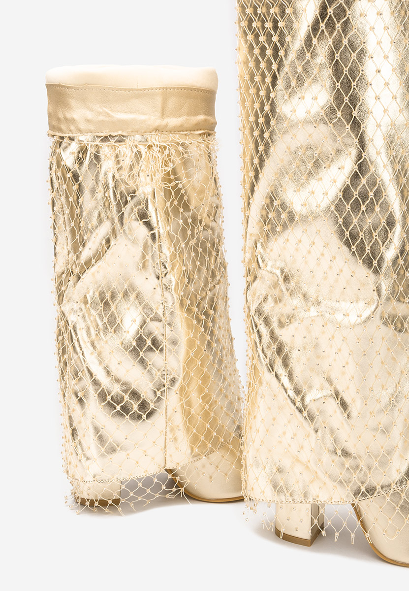 Złote wysokie kozaki Naelia