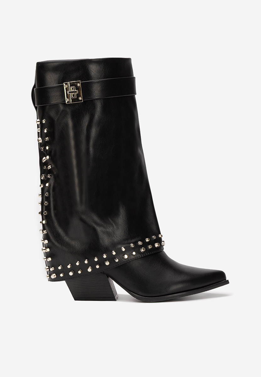 Czarne kozaki na słupku Naielia