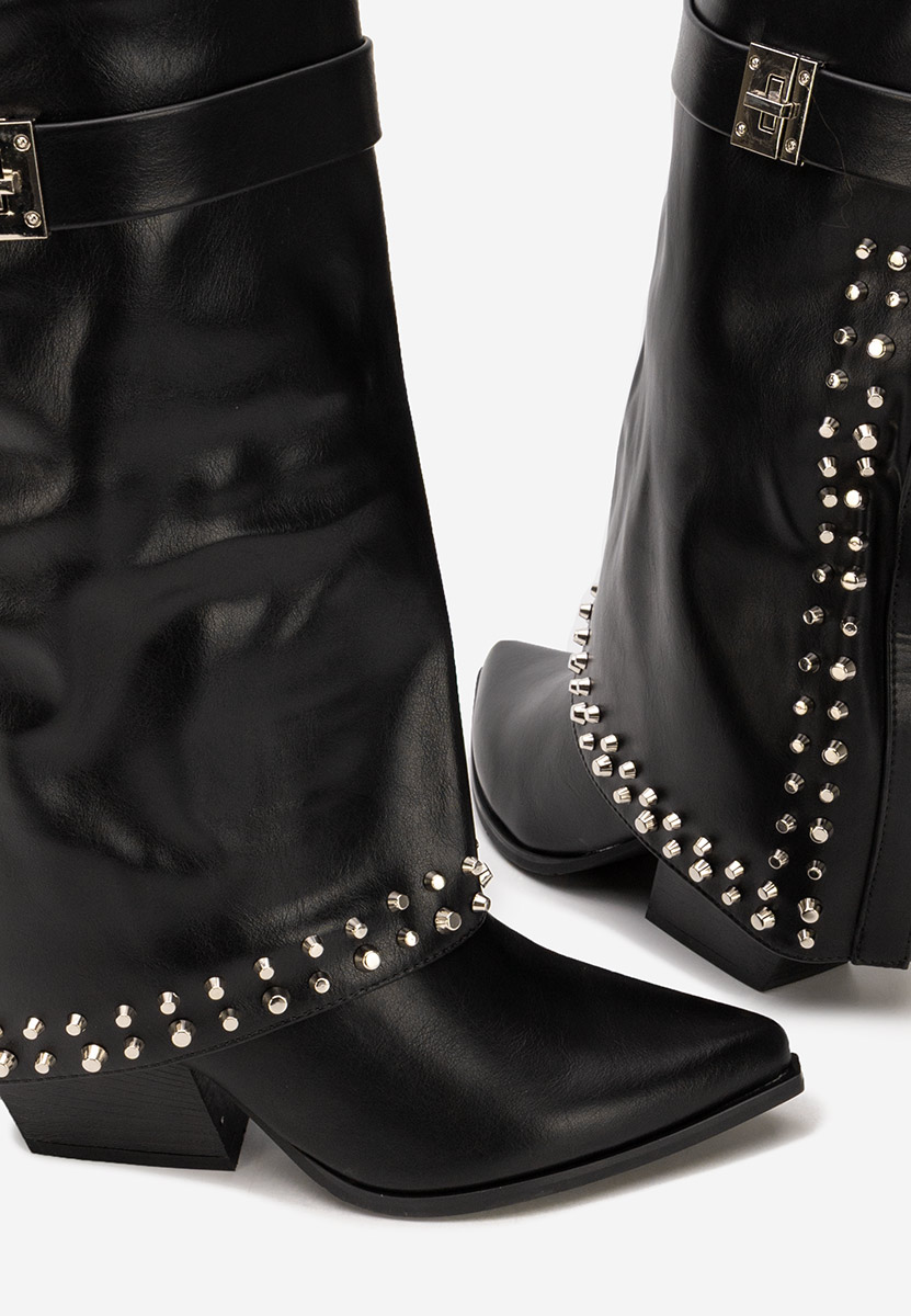 Czarne kozaki na słupku Naielia