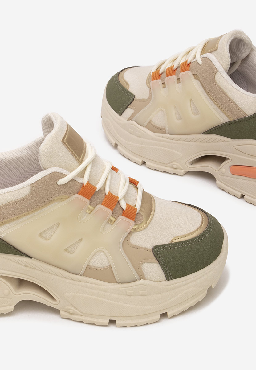 Zielone sneakersy na koturnie Alverisa