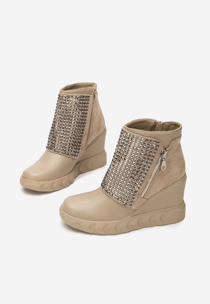 Khaki botki na koturnie Ismelora