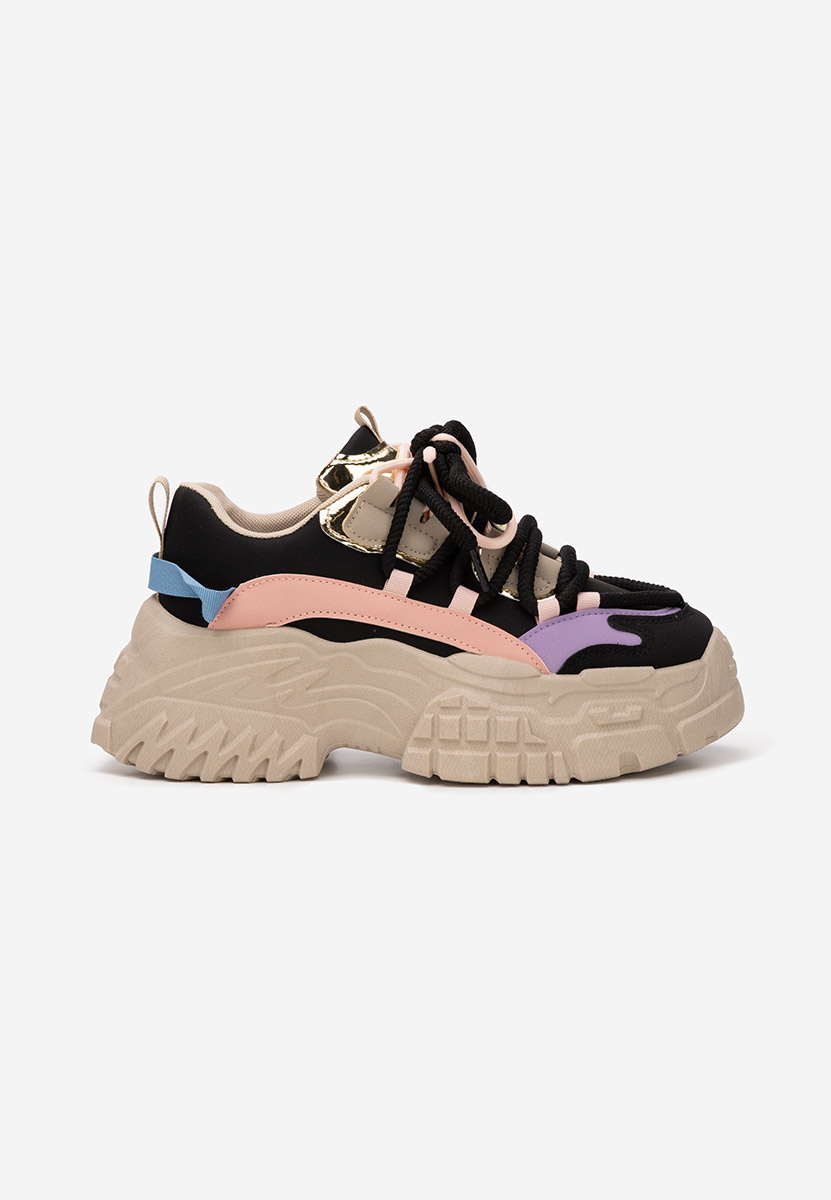 Czarne sneakersy na koturnie Elvora