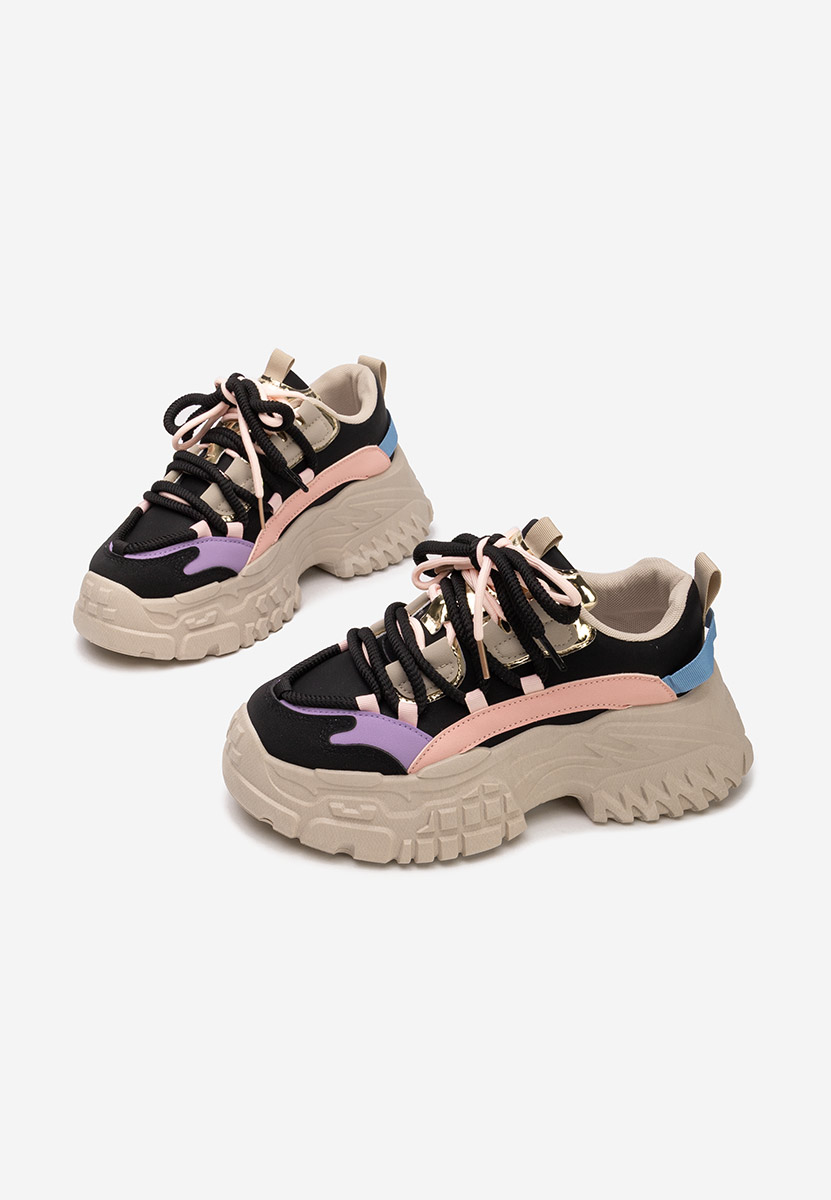 Czarne sneakersy na koturnie Elvora