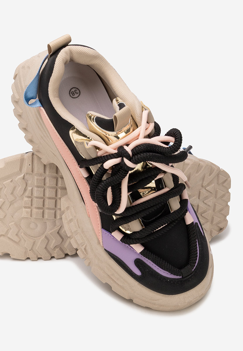 Czarne sneakersy na koturnie Elvora