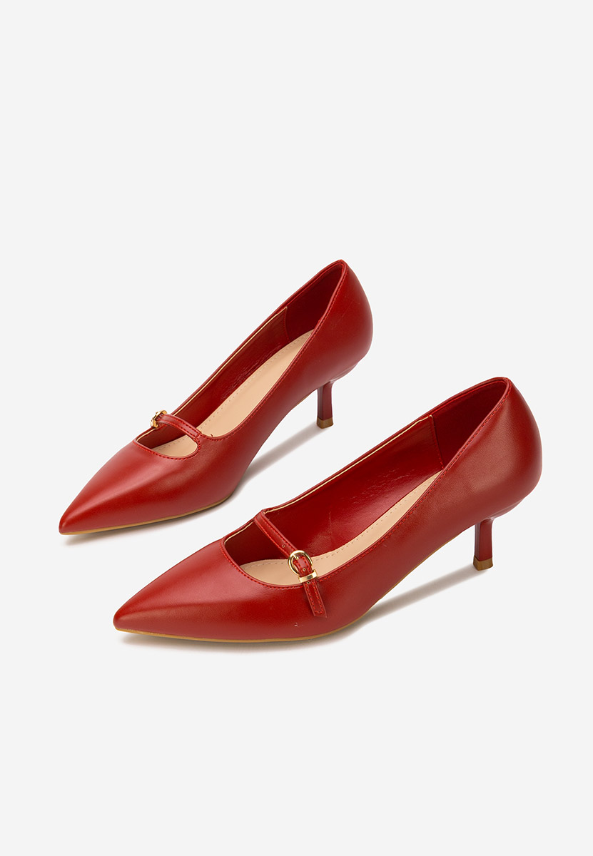 Czerwone szpilki na niskim obcasie Rilora