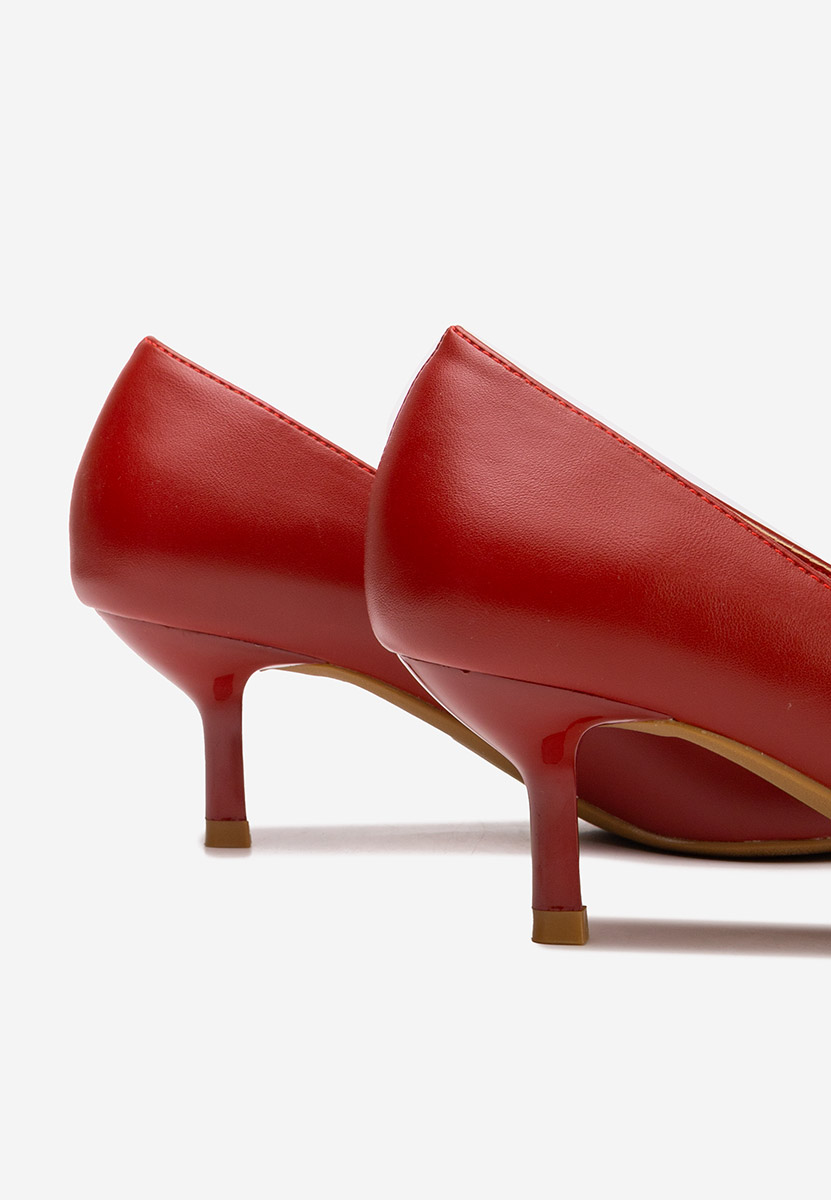 Czerwone szpilki na niskim obcasie Rilora