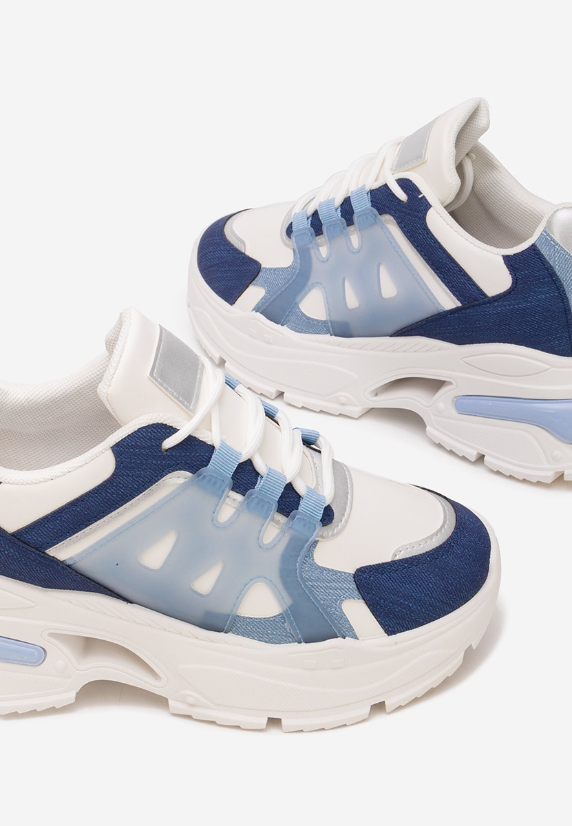 Niebieskie sneakersy na koturnie Alverisa