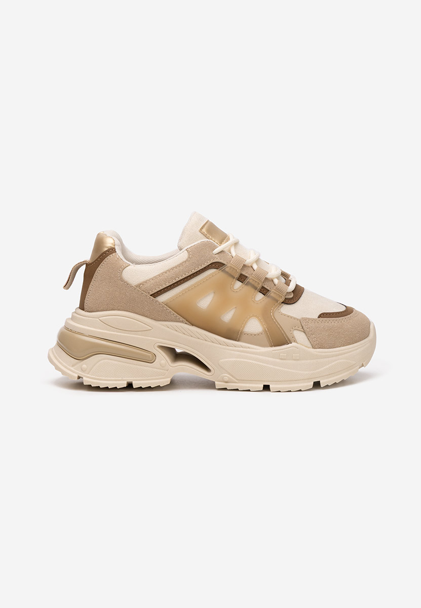 Khaki sneakersy na koturnie Alverisa