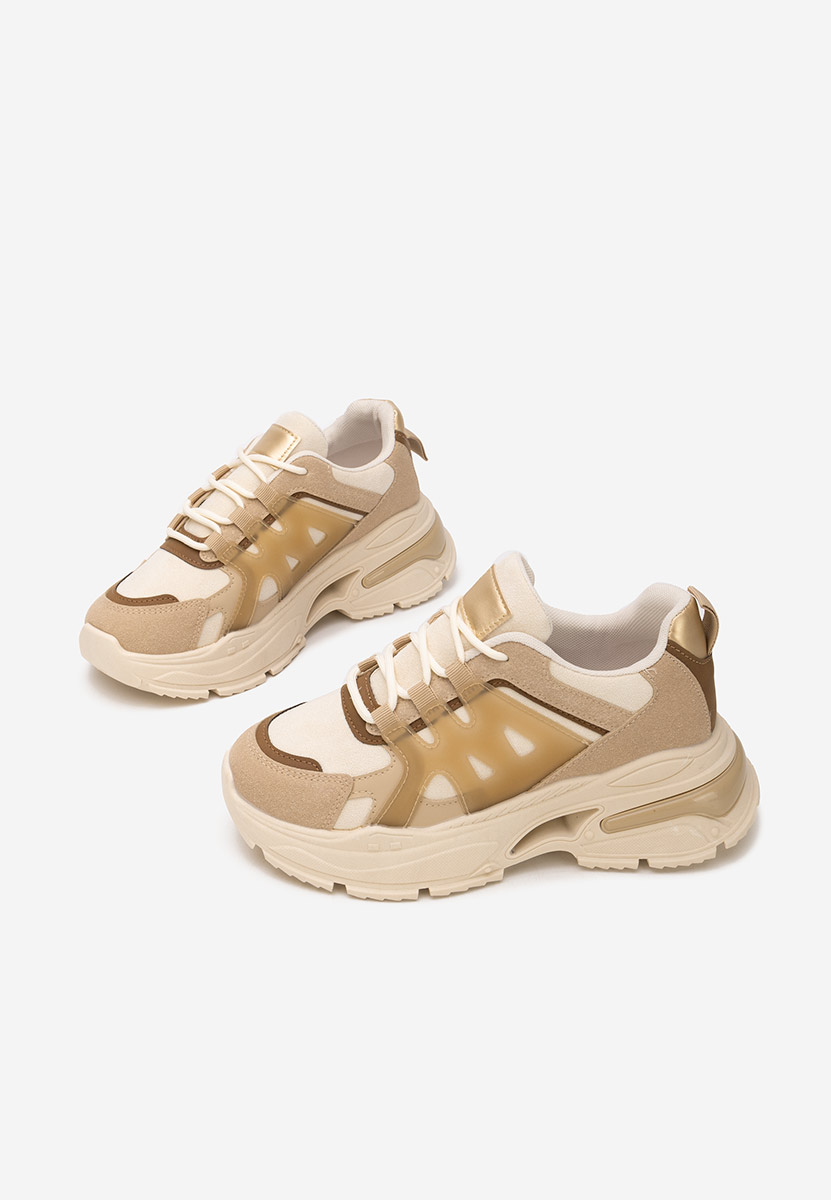 Khaki sneakersy na koturnie Alverisa
