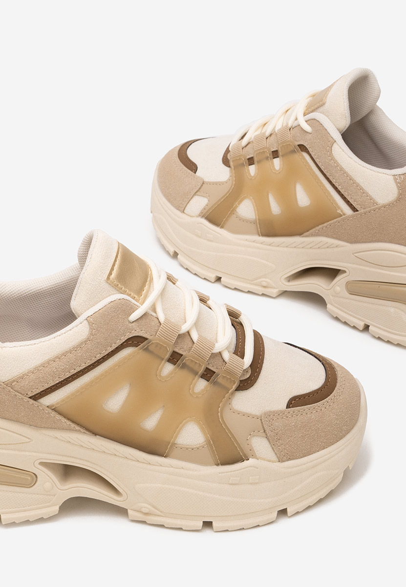 Khaki sneakersy na koturnie Alverisa