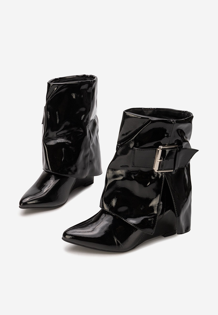 Czarne botki na koturnie Irinea V2