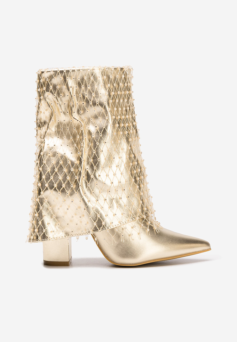 Złote botki na słupku Almaria V2