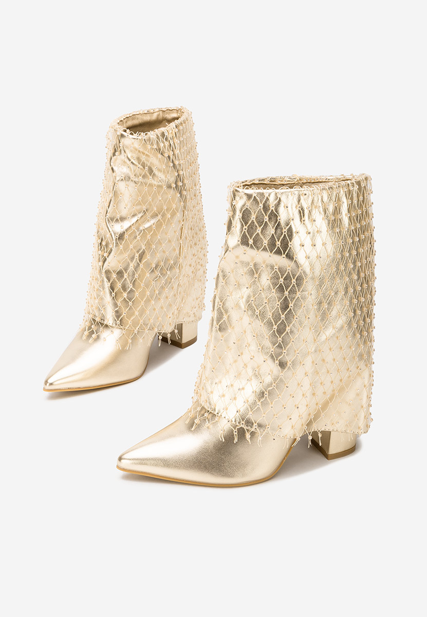 Złote botki na słupku Almaria V2
