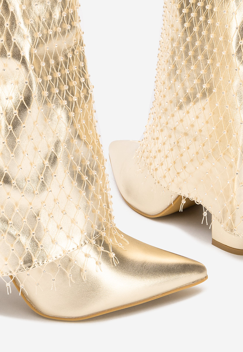 Złote botki na słupku Almaria V2