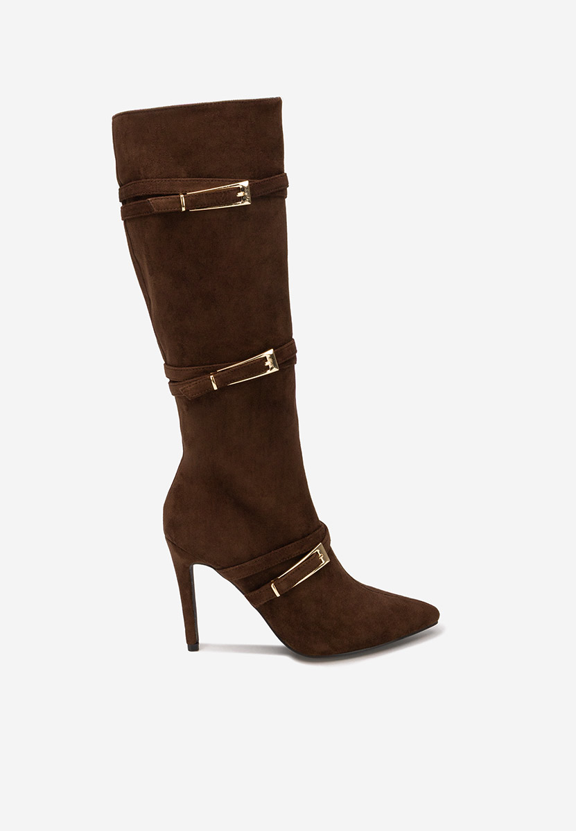 Brązowe kozaki na szpilce Ernesia