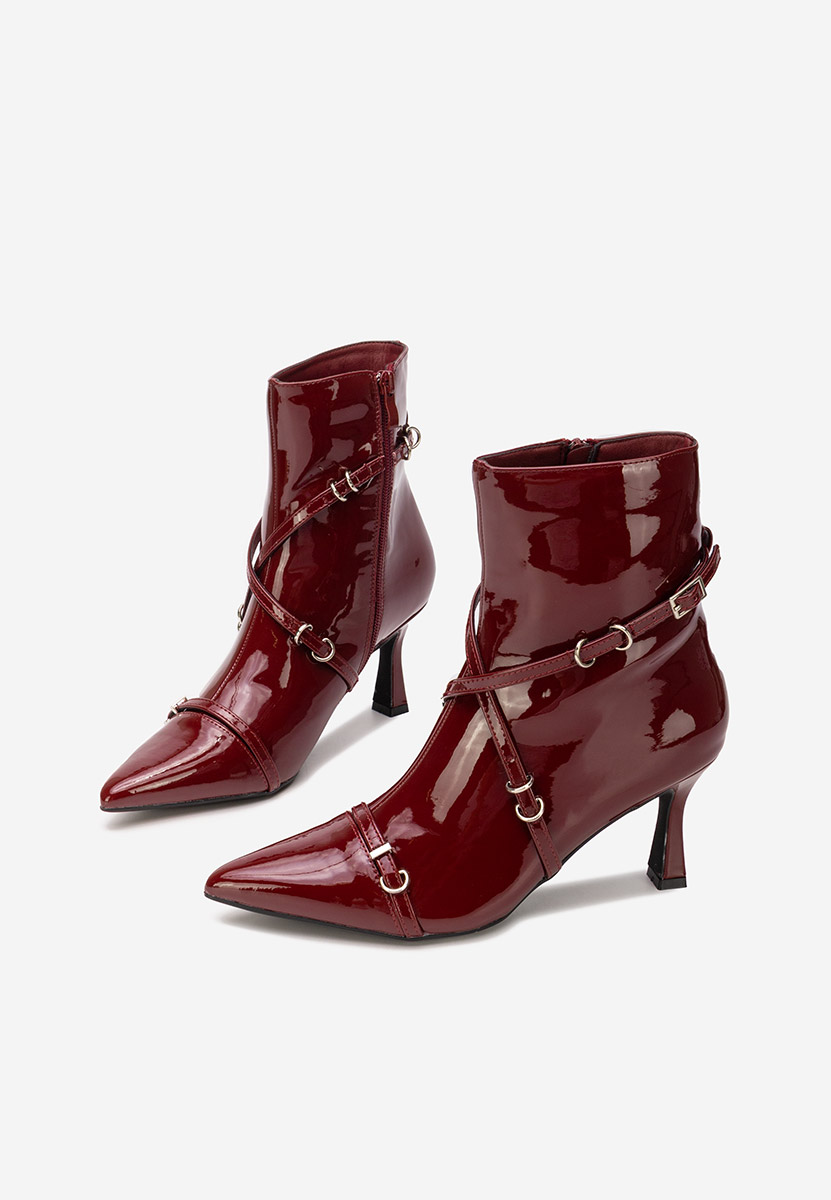 Bordowe botki na szpilce Marcelia