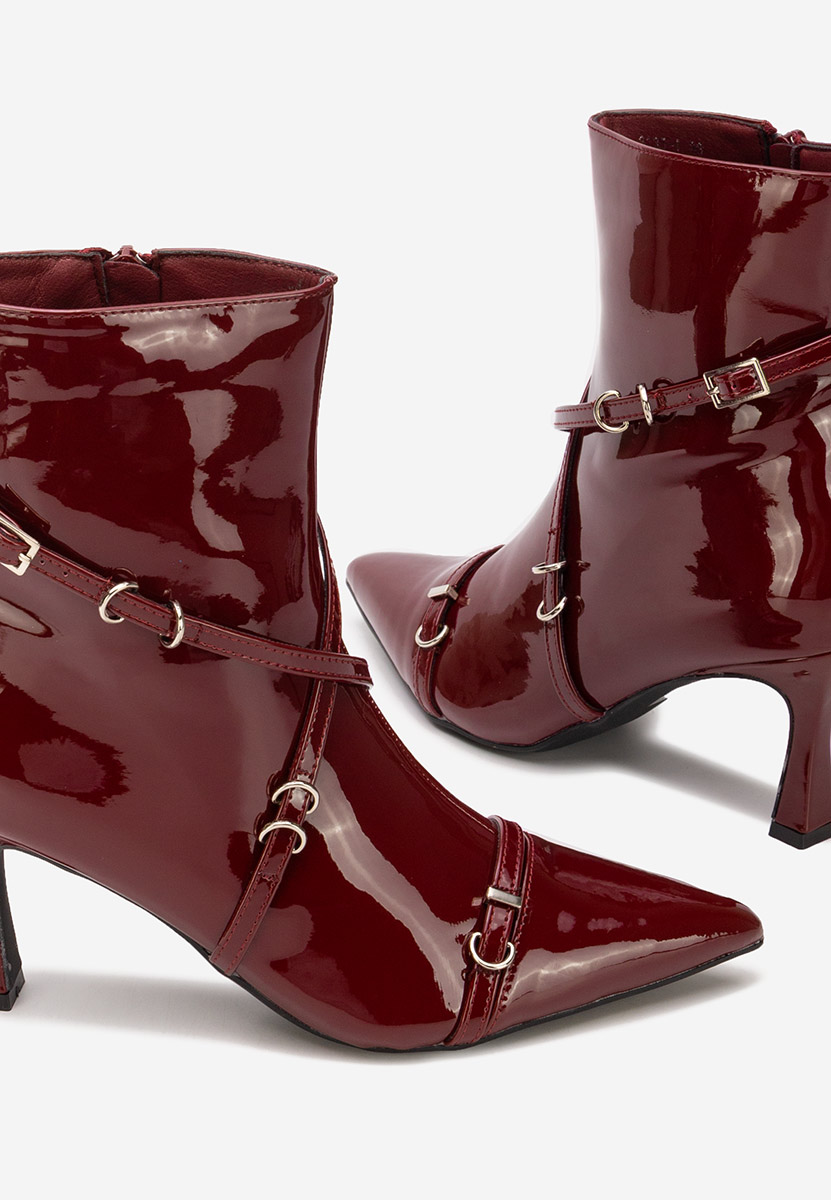 Bordowe botki na szpilce Marcelia