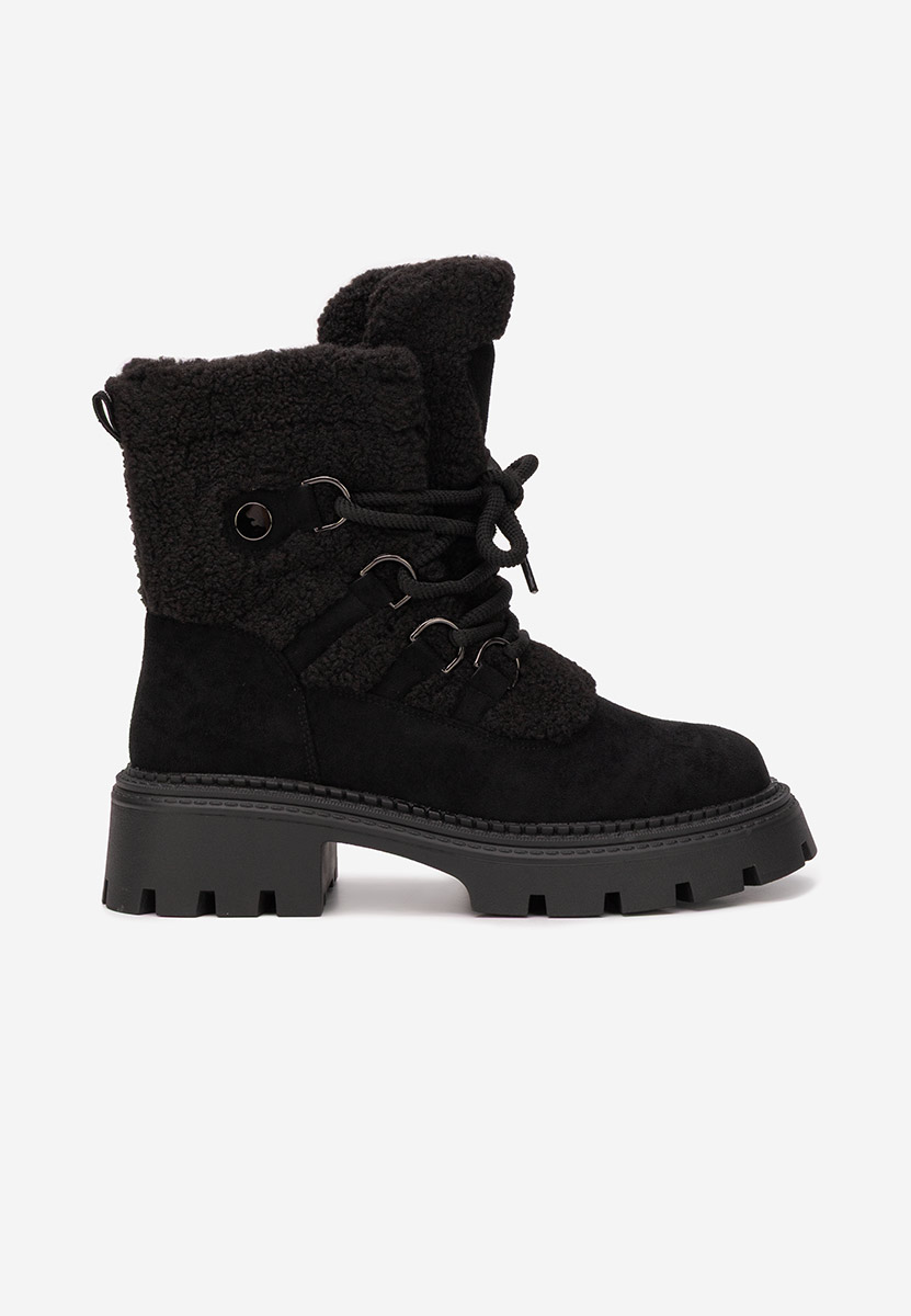 Czarne botki damskie ocieplane Kalindra