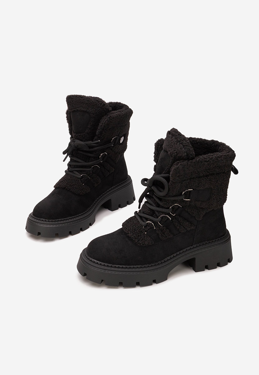 Czarne botki damskie ocieplane Kalindra