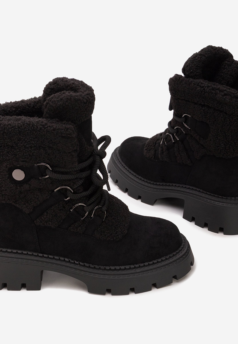 Czarne botki damskie ocieplane Kalindra