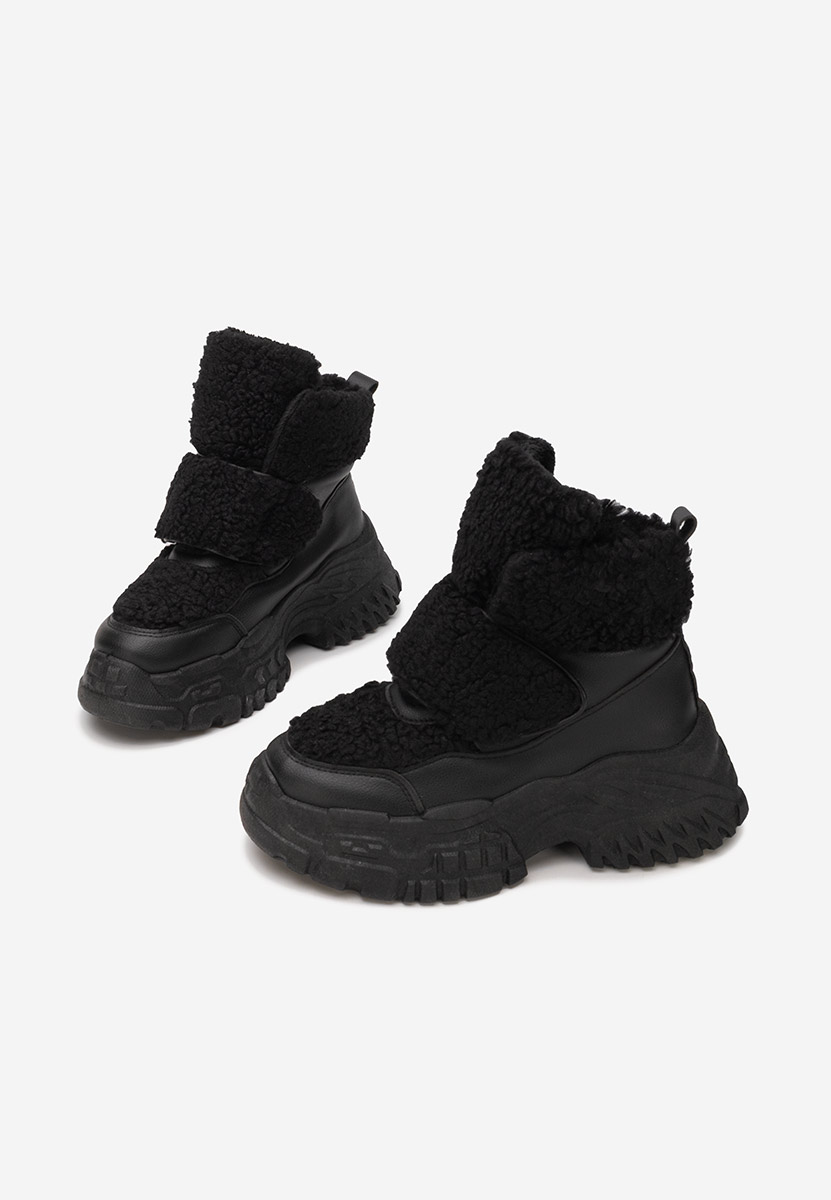 Czarne zimowe sneakersy damskie Comino