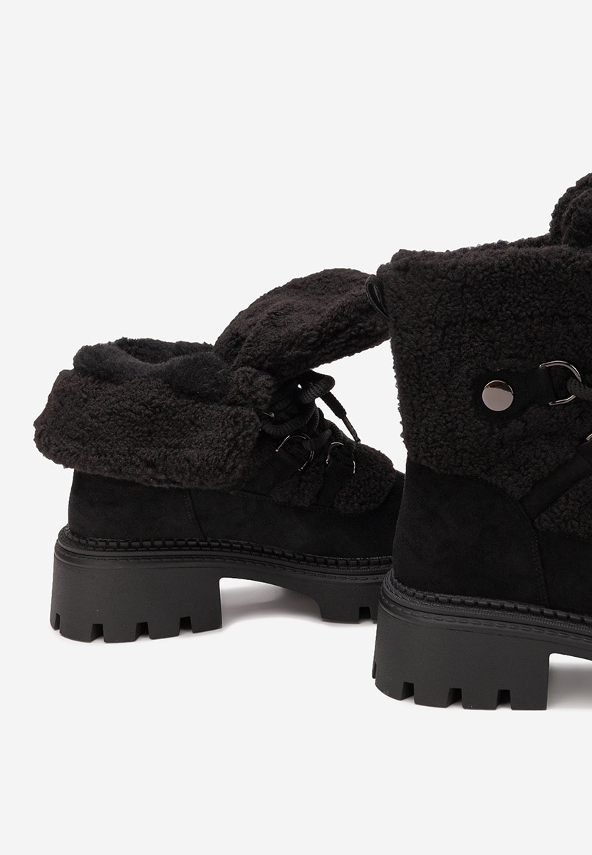 Czarne botki damskie ocieplane Kalindra