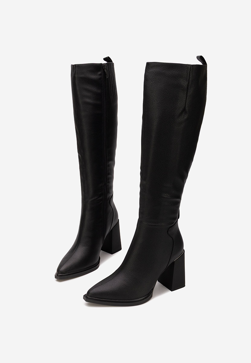 Czarne kozaki na słupku Ricardia V2