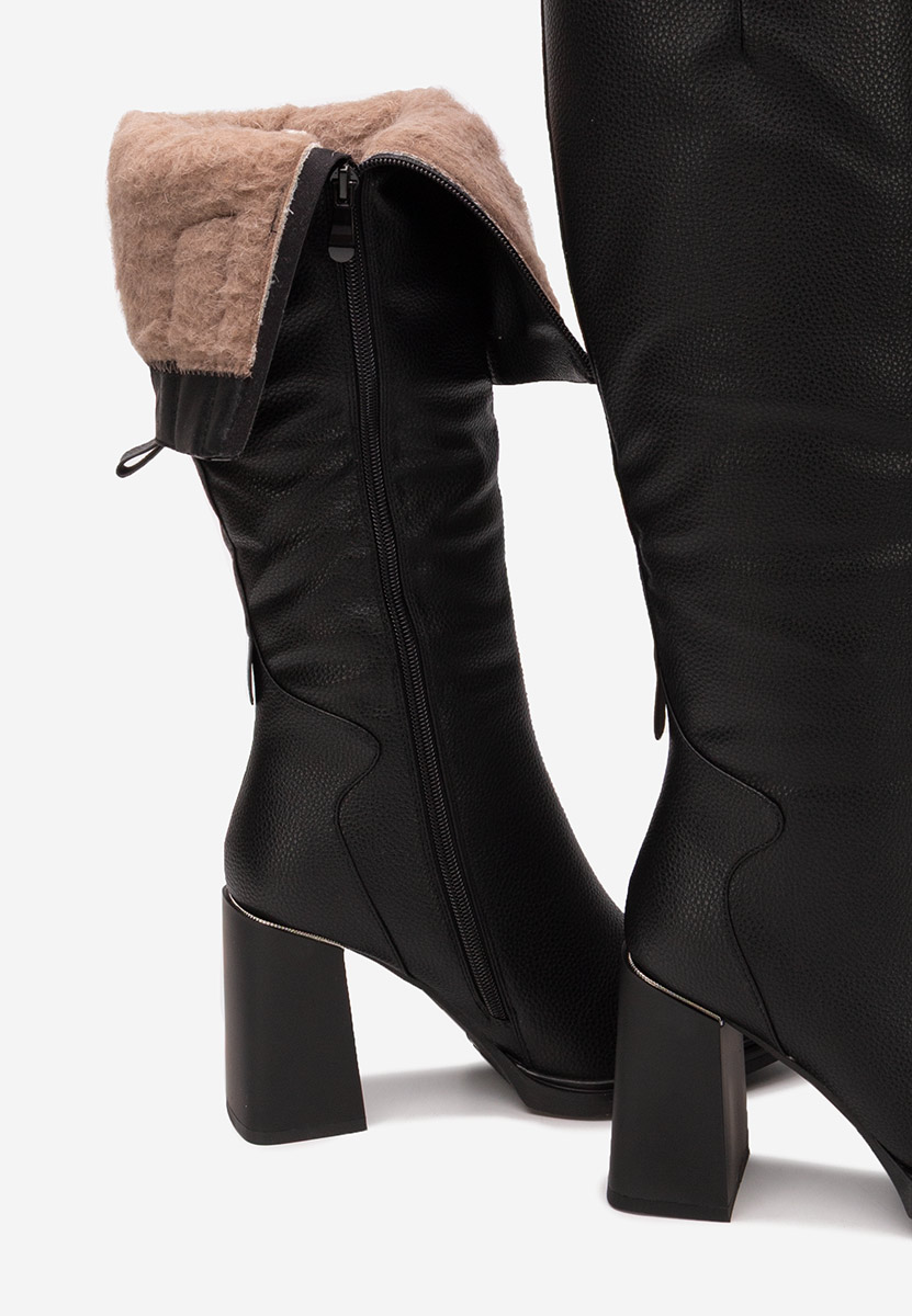 Czarne kozaki na słupku Ricardia V2