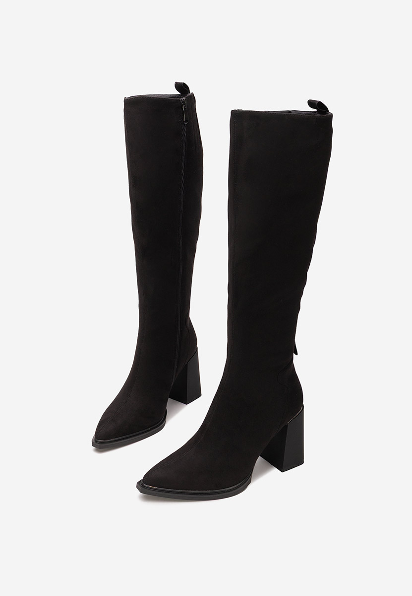 Czarne kozaki na słupku Ricardia V3