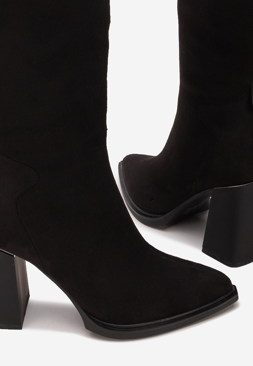 Czarne kozaki na słupku Ricardia V3