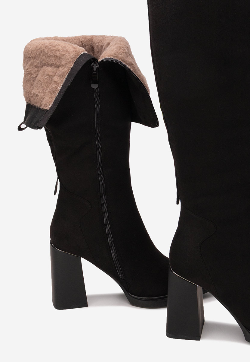 Czarne kozaki na słupku Ricardia V3