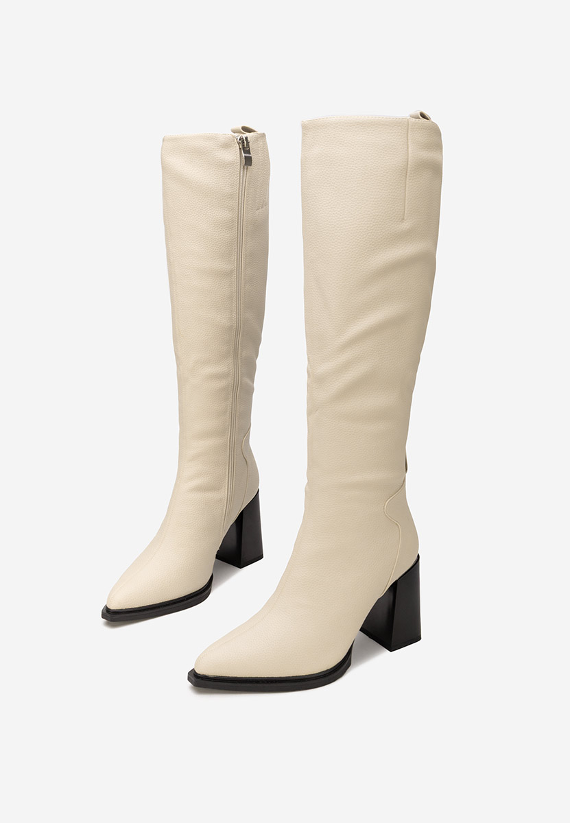 Beżowe kozaki na słupku Ricardia