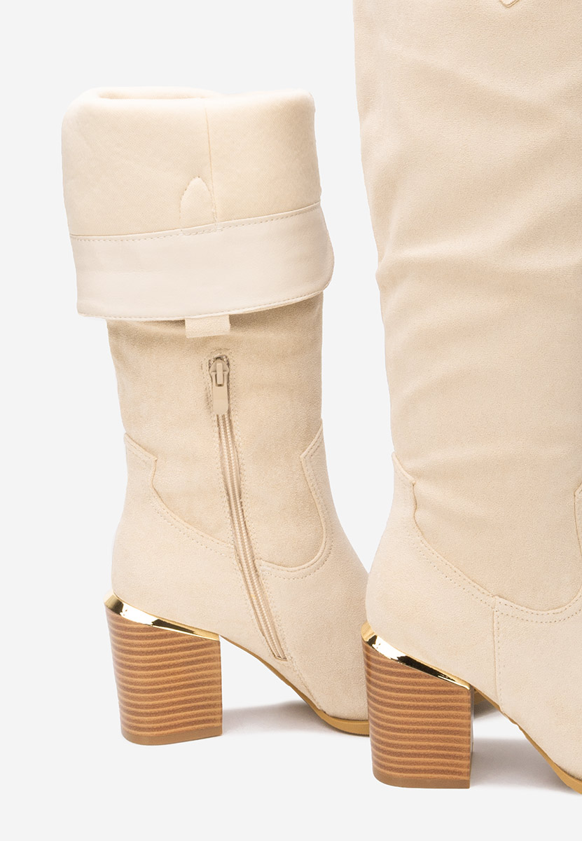 Beżowe kozaki na słupku Jasaria