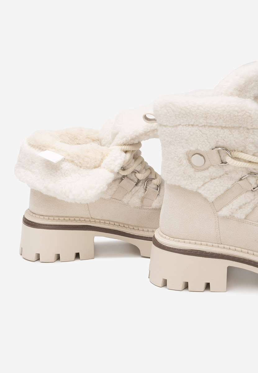 Beżowe botki damskie ocieplane Kalindra