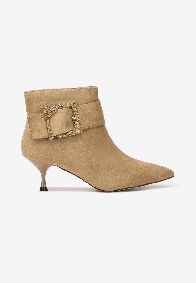 Khaki botki na szpilce Karlene