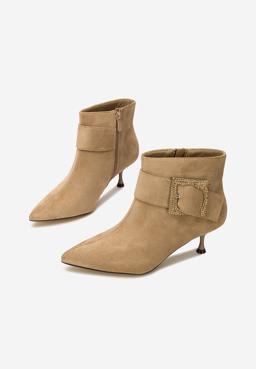 Khaki botki na szpilce Karlene